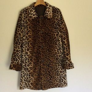 Dennis Basso🐆 Reversible Rain Coat Brown/Black/Cream  Soft Leopard Print WL